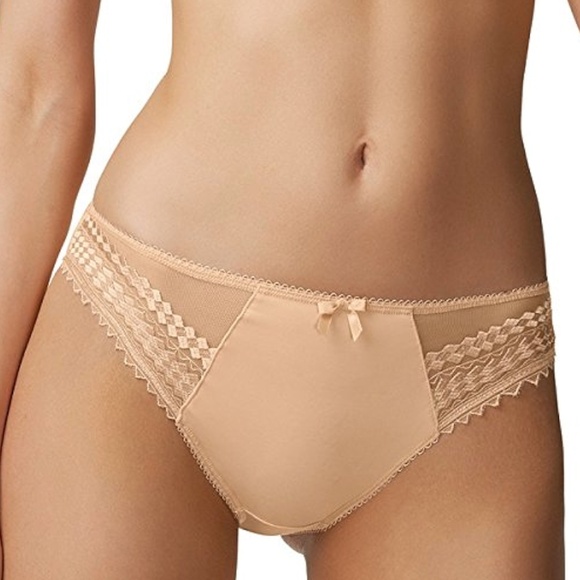 NEW Fantasie Rebecca Geometric Embroidered Thong Panty 2027 Nude NUE (Beige) - Picture 1 of 2
